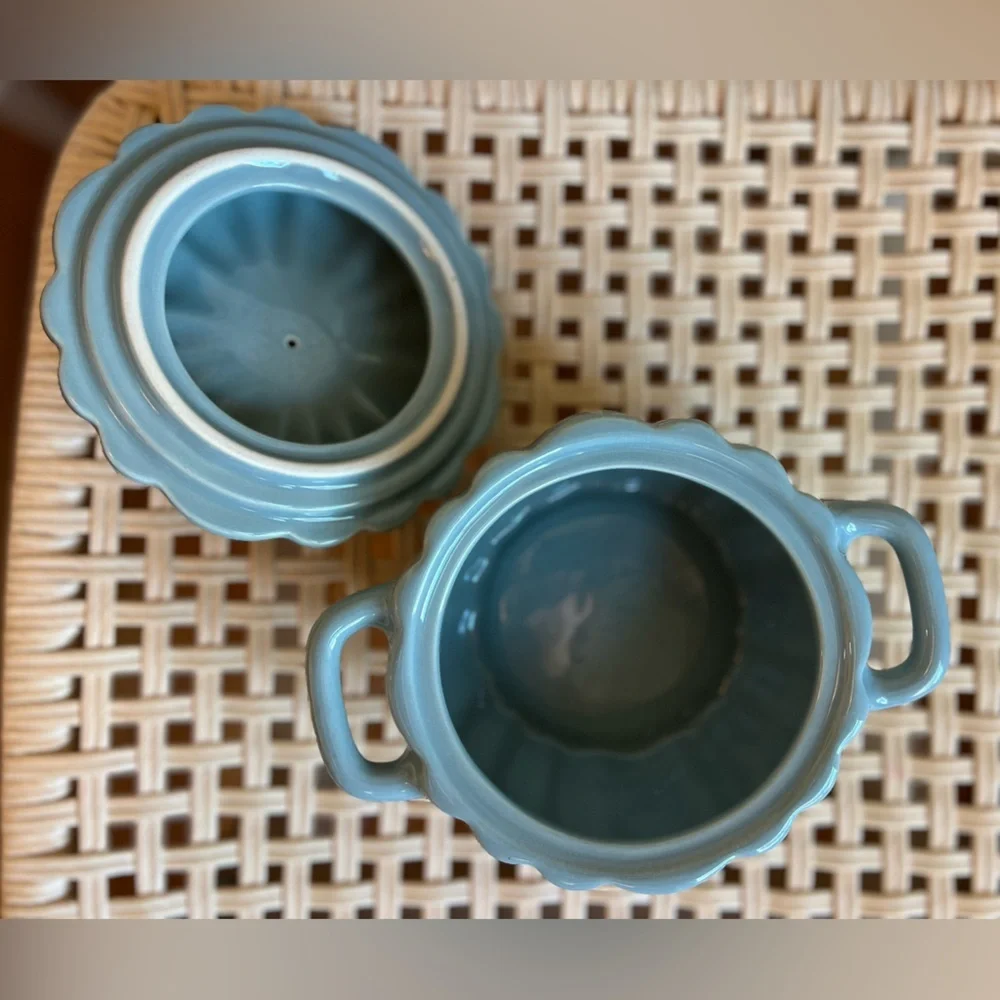 Crofton Pumpkin Cocotte – Blue Stoneware Mini Casserole Dish Fall Kitchenware